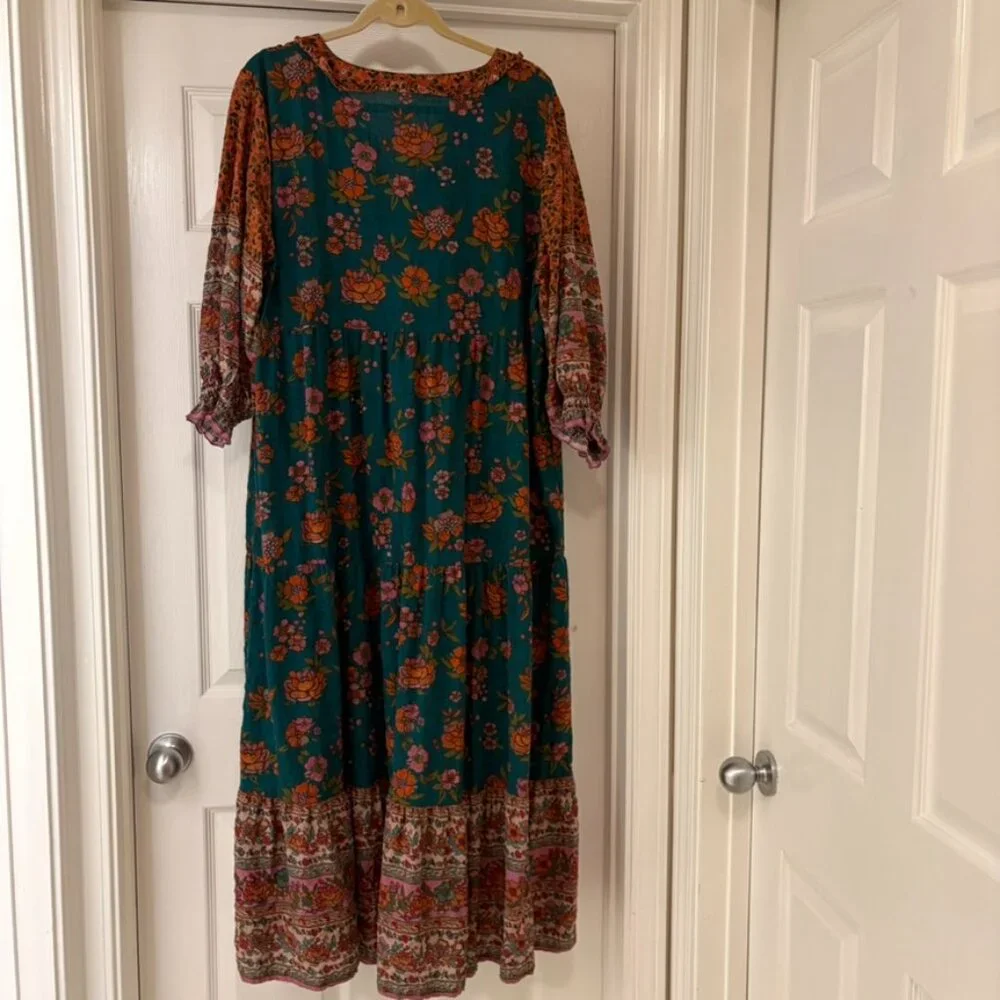 Natural Life Nova Maxi Dress, Teal Riviera Floral XL - Picture 4 of 8
